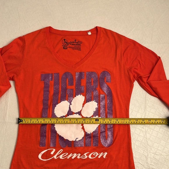 Pressbox Clemson Tigers orange and purple v-neck long sleeve t-shirt XL - Picture 3 of 6
